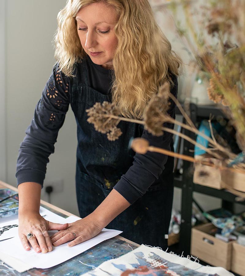 Textile artist Ellie Hipkin at work