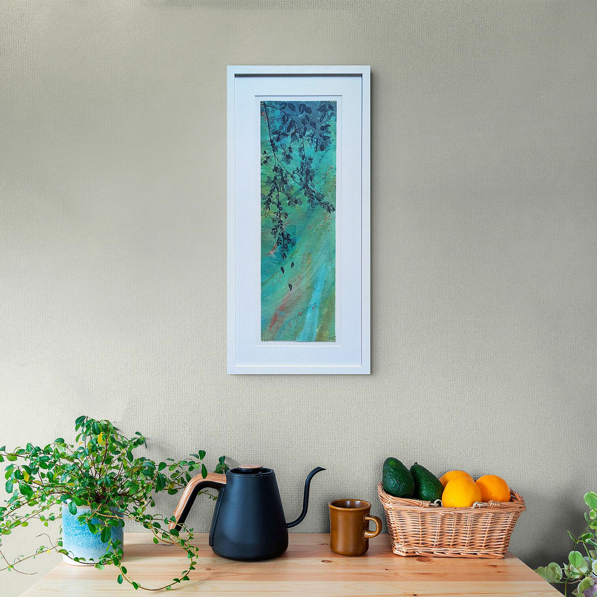 A stillness in Leaves - framed - interiors - Ellie Hipkin Art